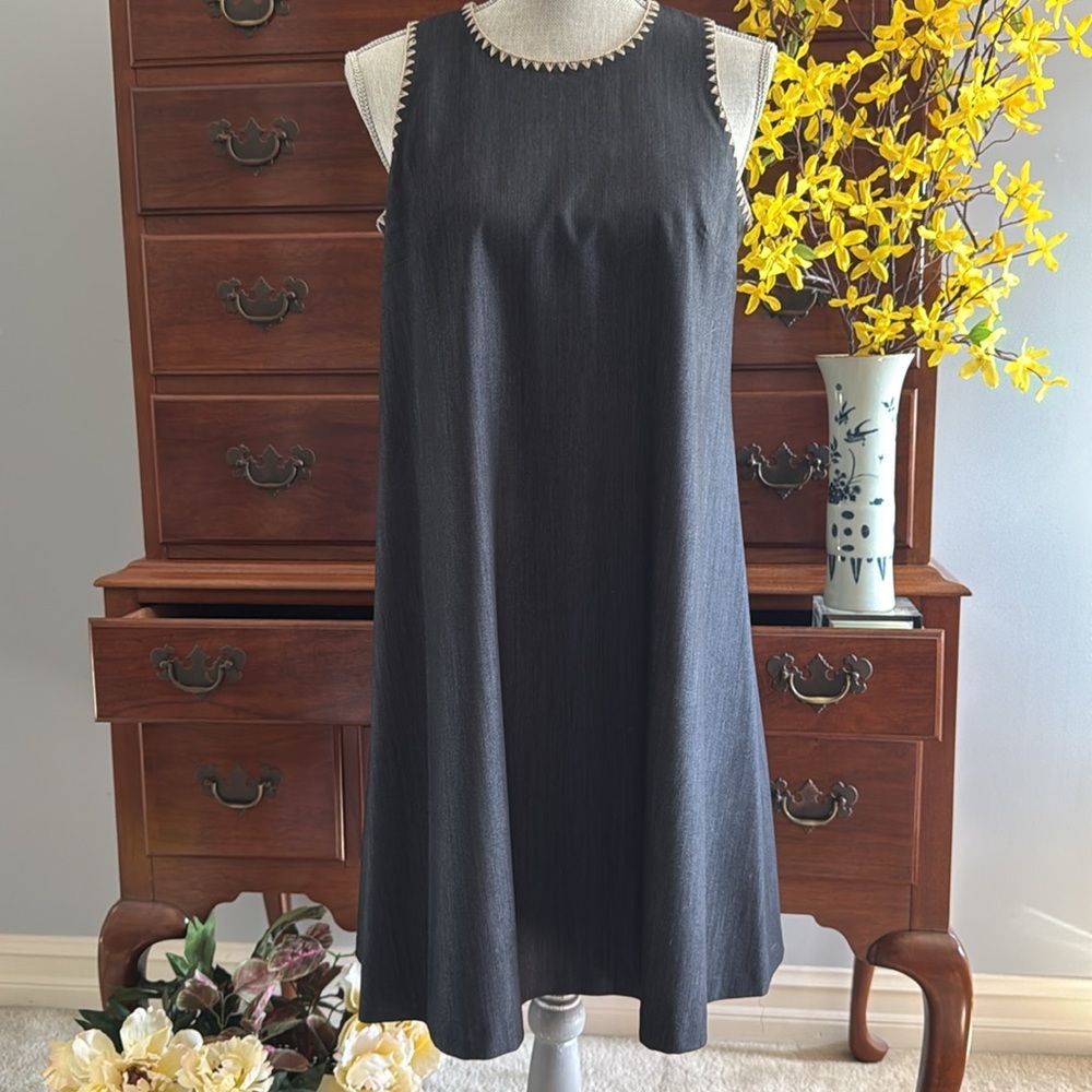 Calvin Klein Navy Denim Dress with Gold Accents Size 4 - Picture 12 of 13